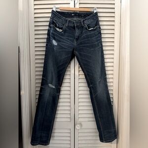 BKE men’s distressed blue jeans, gently worn.